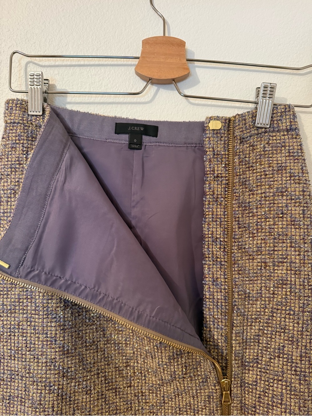 J. Crew Tweed Pencil Skirt with Gold Zip - Neutral Mix - Picture 6 of 8